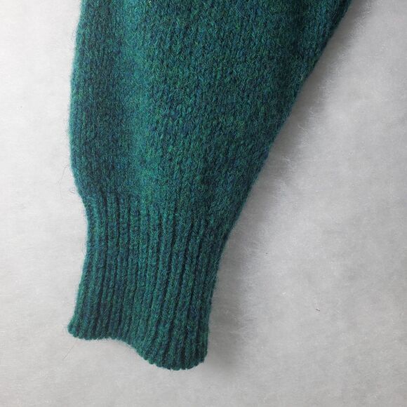 M Men's VTG USA L.L. Bean Shawl Sweater Green Wool Grandpa Button Neck Collar - Picture 8 of 9